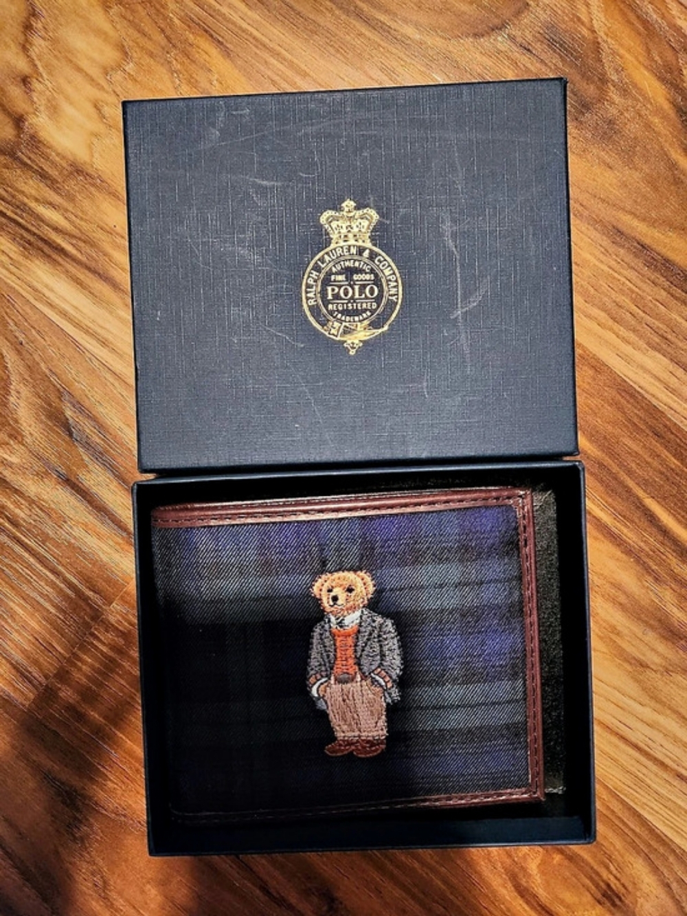Polo Ralph Lauren Polo Bear Tartan Leather Billfold Wallet
